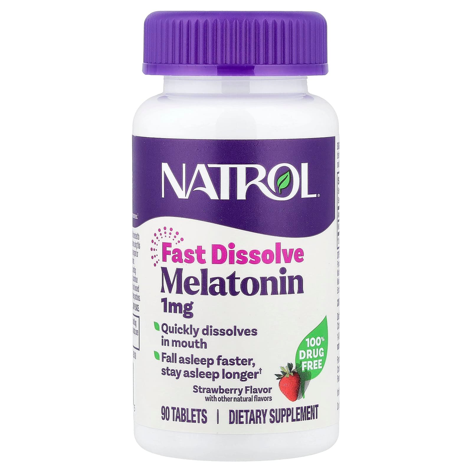 Natrol, Melatonin, Fast Dissolve, Strawberry, 1 mg, 90 Tablets
