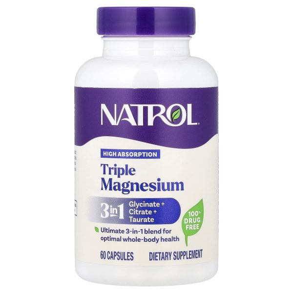 Natrol, Magnésio Triplo, 60 Cápsulas