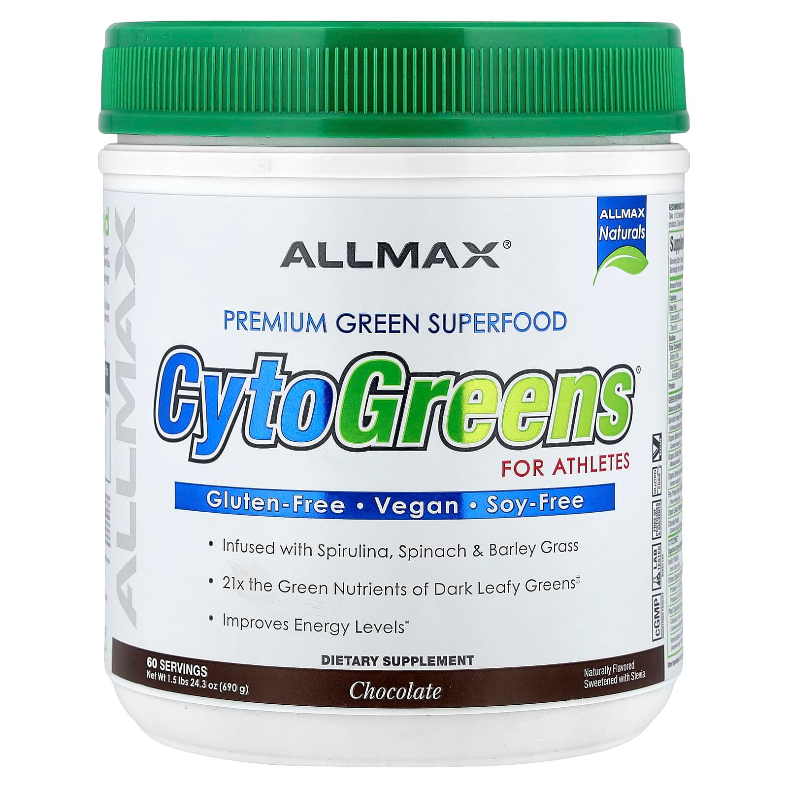 ALLMAX, CytoGreens®, Premium Green Superfood for Athletes, Chocolate, 1.5 lbs (690 g)
