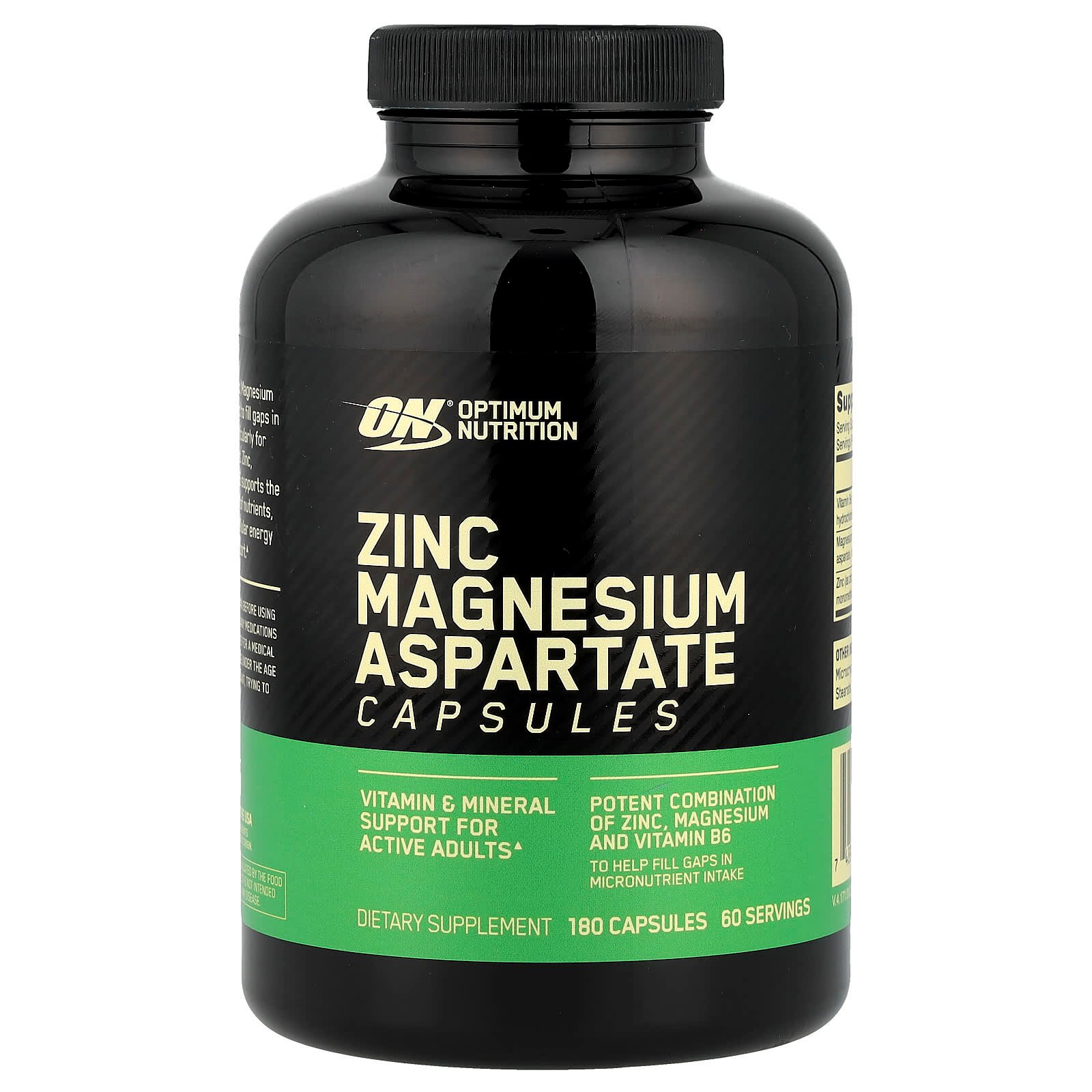 Optimum Nutrition, Aspartato de Zinco e Magnésio, 180 Cápsulas