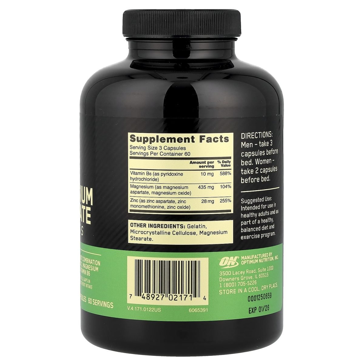 Optimum Nutrition, Aspartato de Zinco e Magnésio, 180 Cápsulas, foto 2