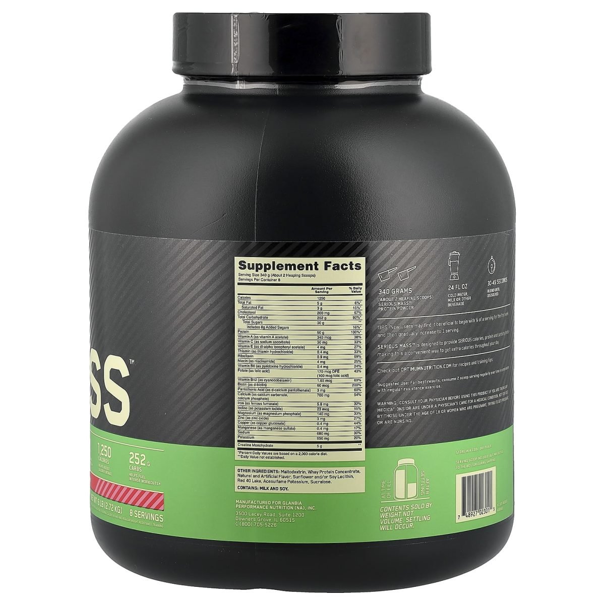 Optimum Nutrition, Serious Mass™, Strawberry, 2,72 kg (6 lb), foto 2