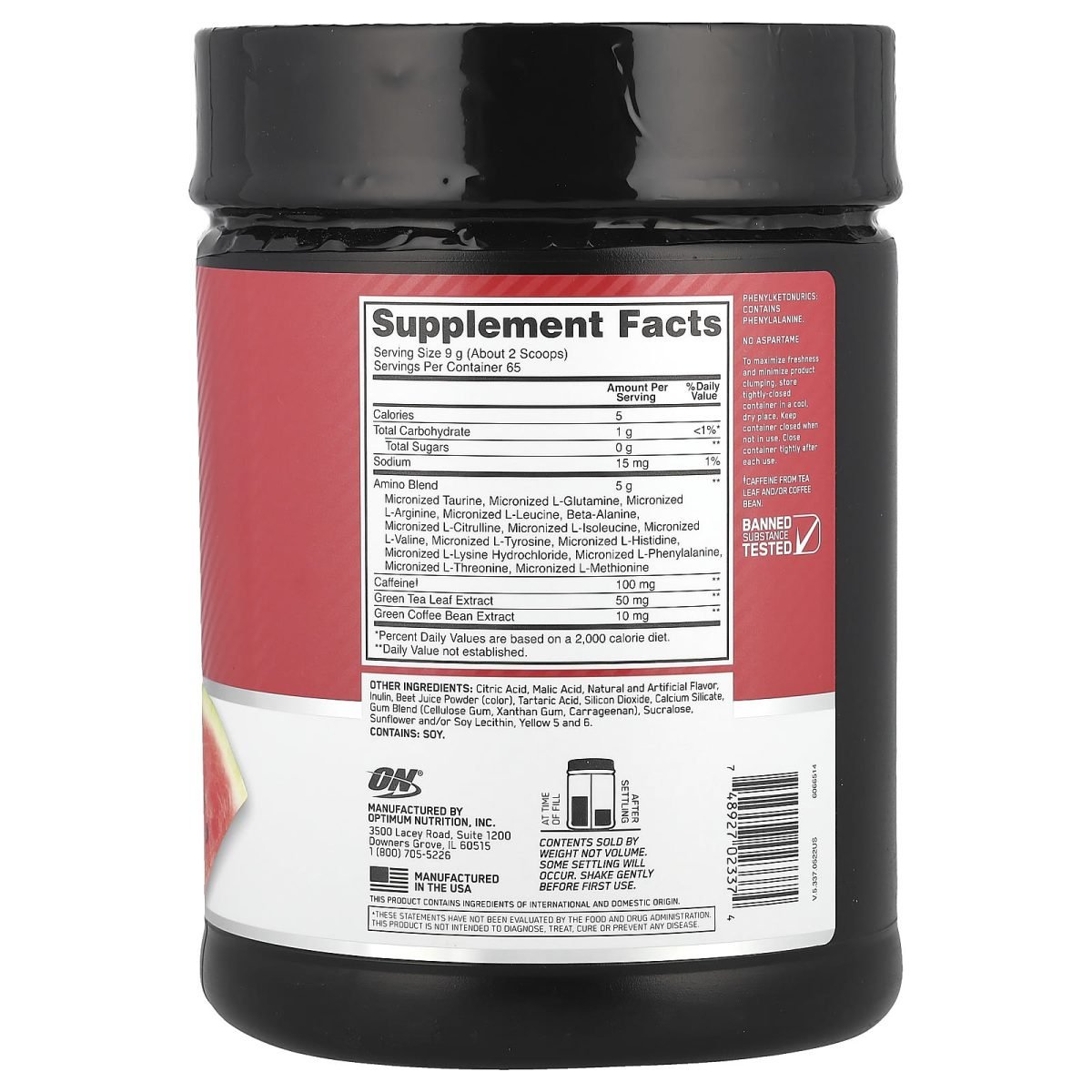 Optimum Nutrition, Essential Amin.O. Energy®, Fruit Fusion, 585 g (1,29 lb), foto 2