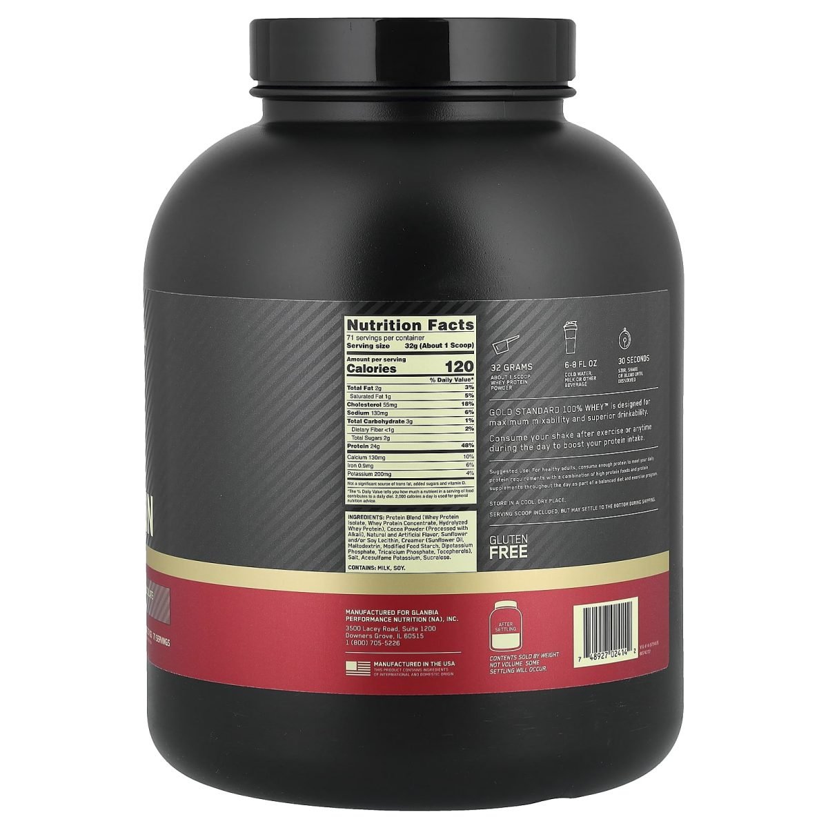 Optimum Nutrition, Gold Standard 100% Whey, Extreme Milk Chocolate, 2,27 kg (5 lb), foto 2