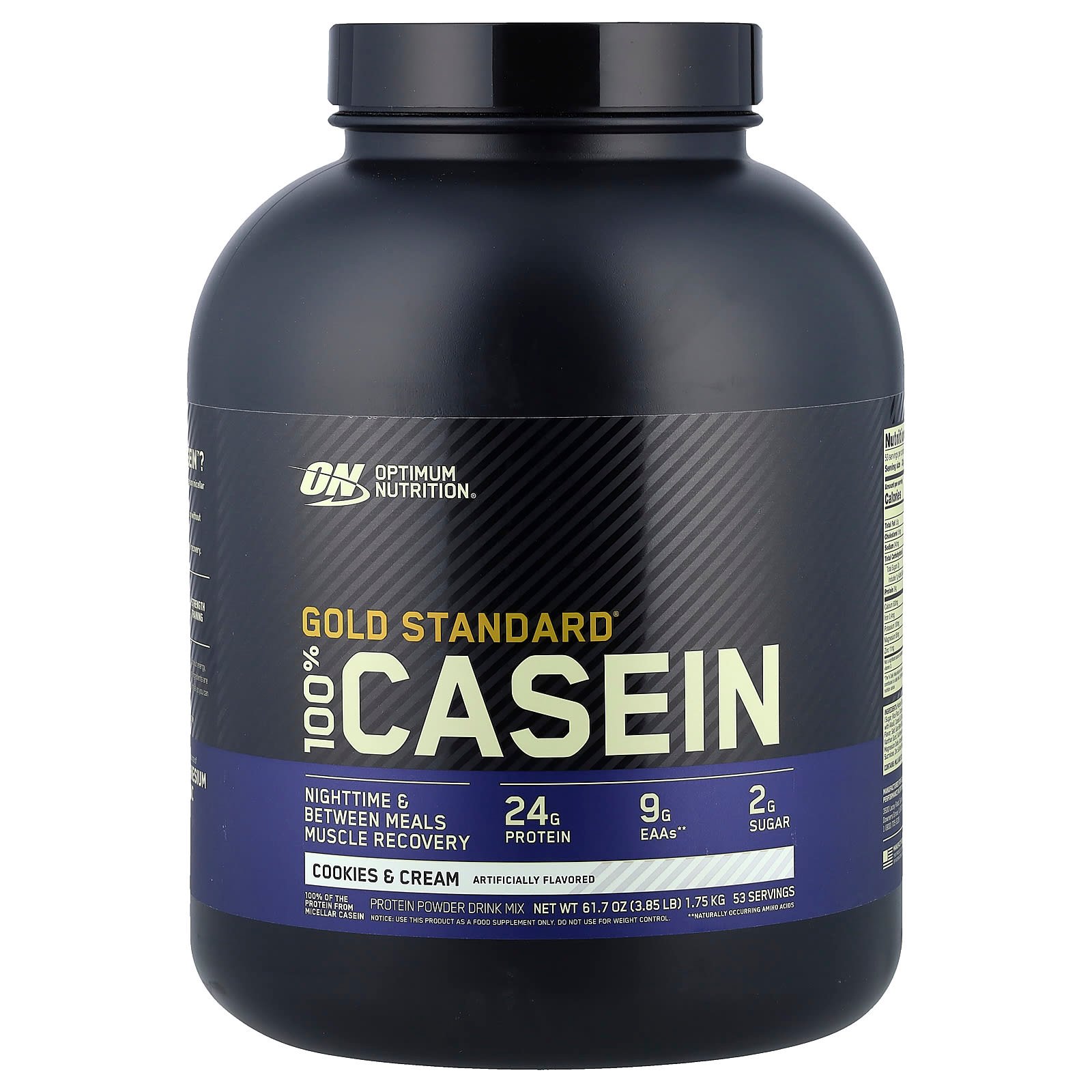 Optimum Nutrition, Gold Standard® 100% Caseína, Cookies & Cream, 1,75 kg (3,85 lb)