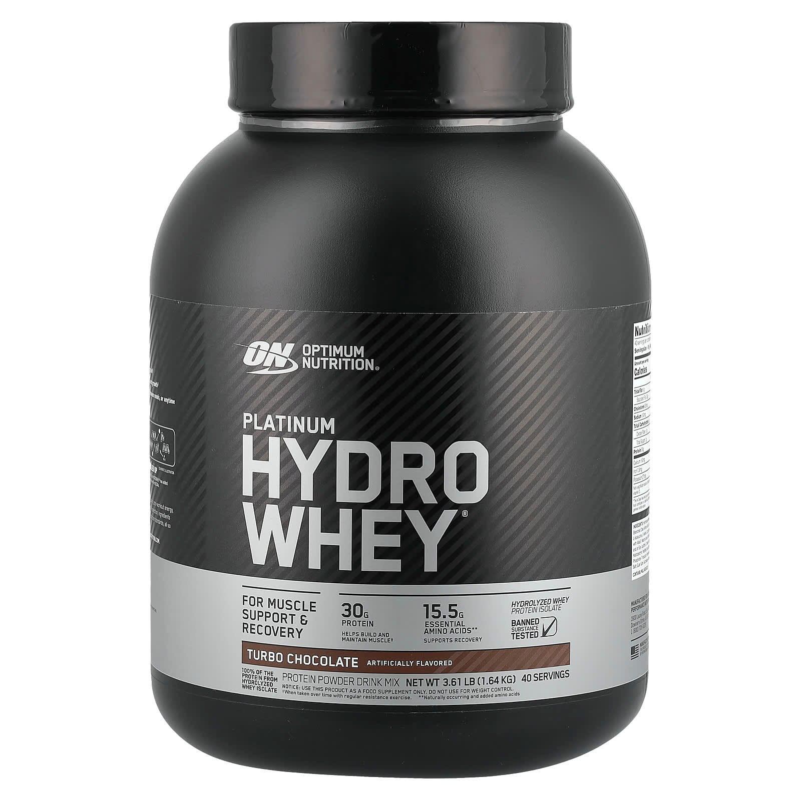 Optimum Nutrition, Platinum Hydro Whey, Turbo Chocolate, 1,59 kg (3,5 lb)