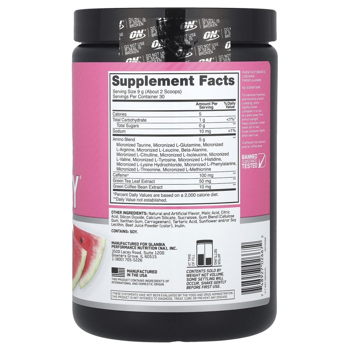 Optimum Nutrition, Essential Amin.O. Energy®, Watermelon, 270 g (9,5 oz), foto 2
