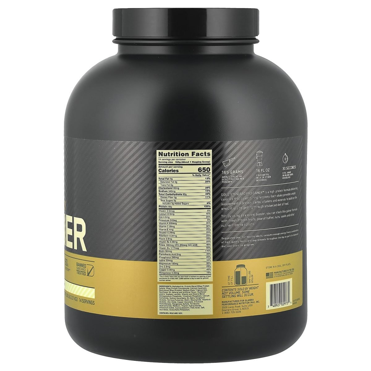 Optimum Nutrition, Gold Standard® Pro Gainer, Vanilla Custard, 2,31 kg (5,09 lb), foto 2