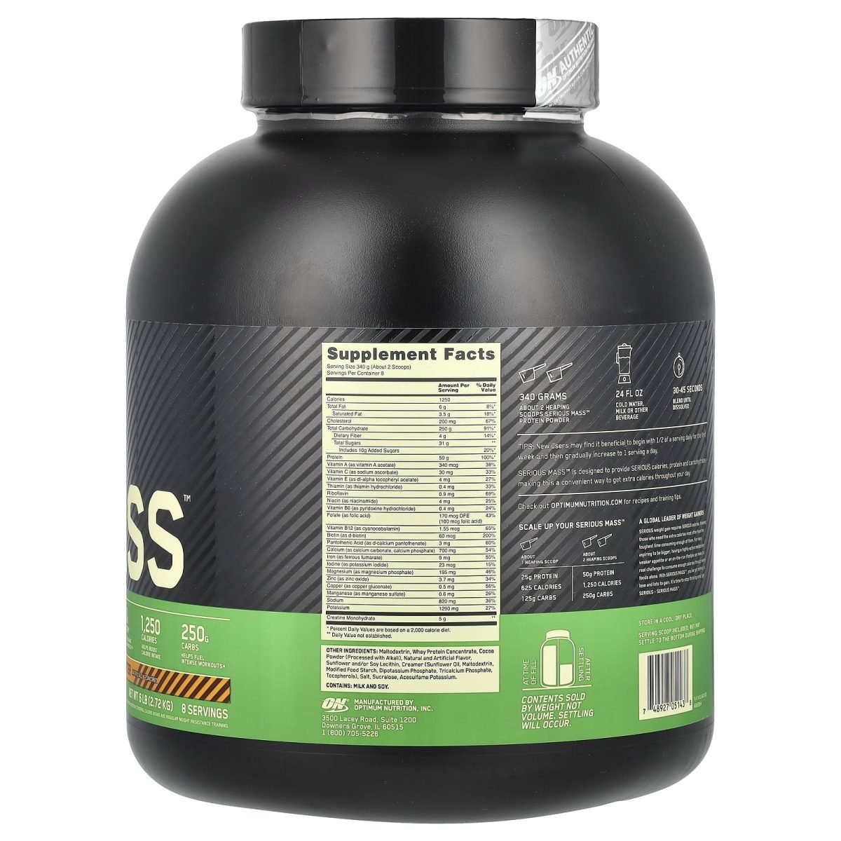 Optimum Nutrition, Serious Mass™, Chocolate Peanut Butter, 2,72 kg (6 lb), foto 2