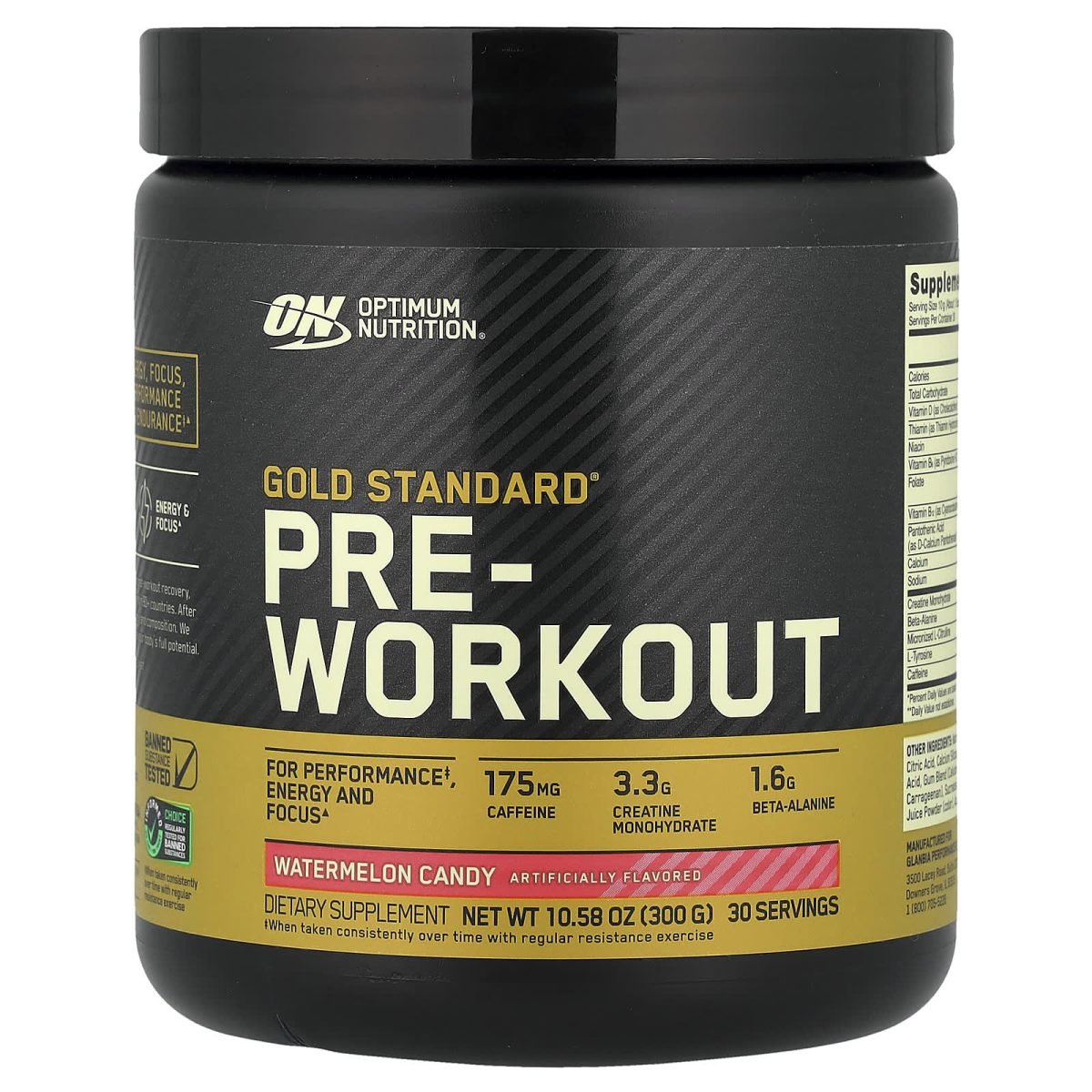 Optimum Nutrition, Pré-treino Gold Standard®, Watermelon Candy, 300 g (10,58 oz)