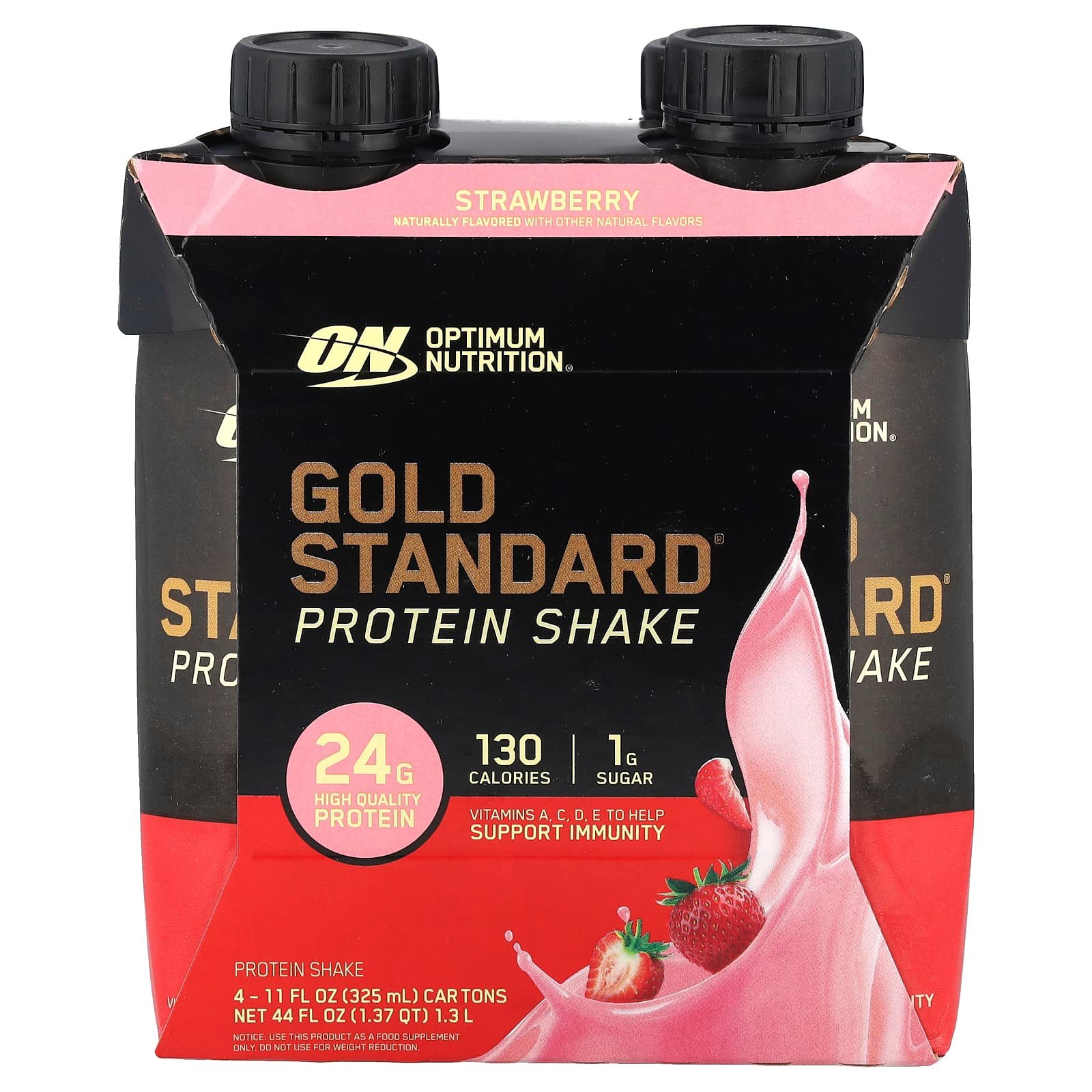 Optimum Nutrition, Shake Proteico Gold Standard®, Strawberry, 4 Caixas, 325 ml (11 fl oz) Cada