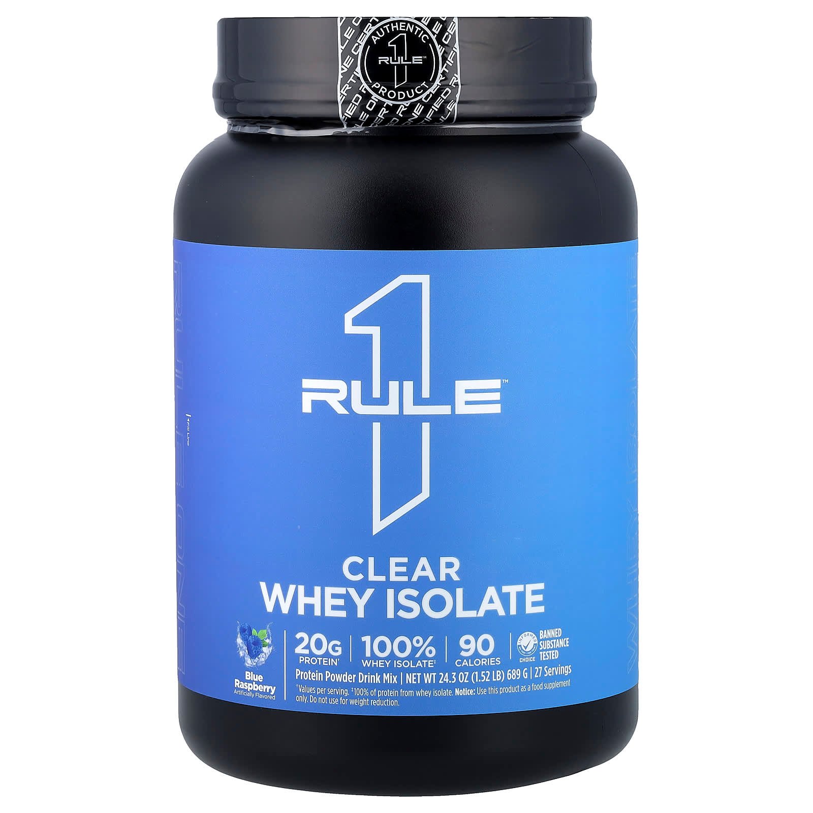 Rule One Proteins, Clear Whey Isolate, Blue Raspberry, 1.52 lb (689 g)