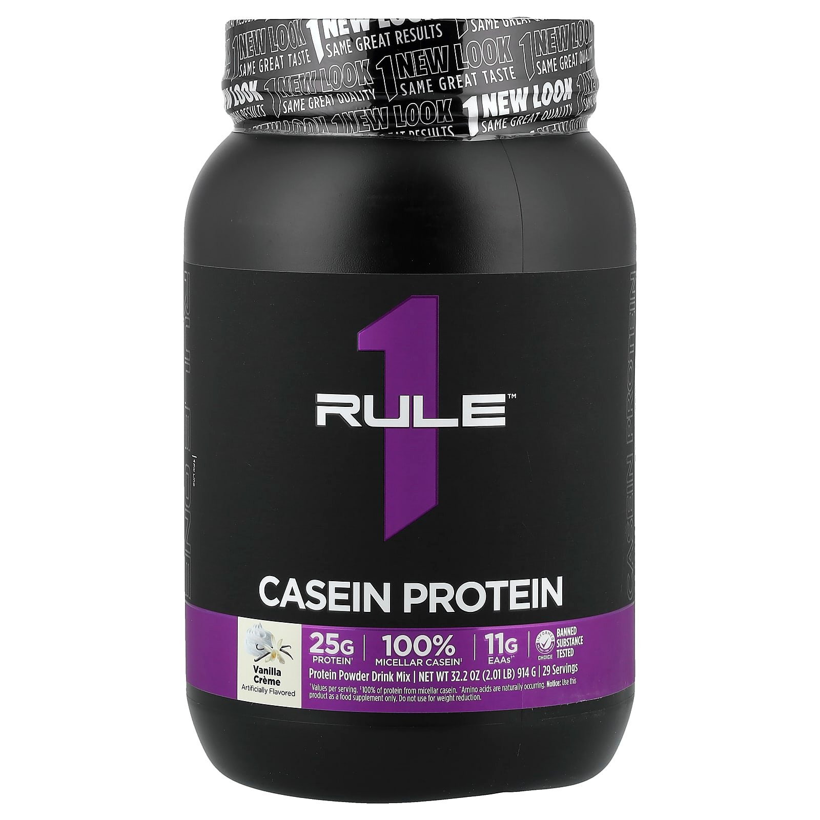 Rule One Proteins, Mistura em Pó para Bebida de Proteína de Caseína, Vanilla Creme, 914 g (2,01 lb)