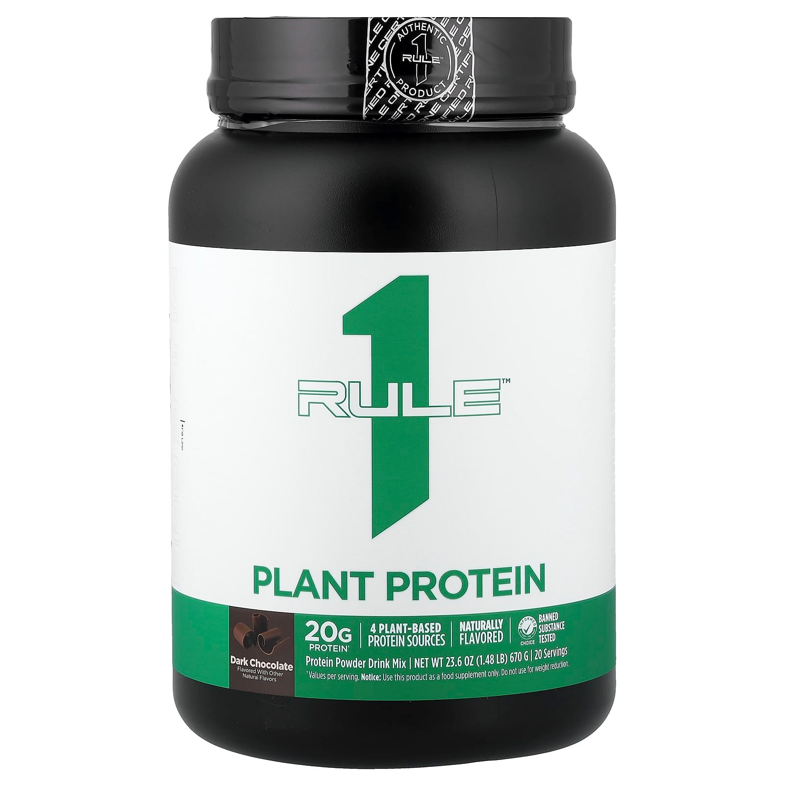 Rule One Proteins, Proteína Vegetal, Dark Chocolate, 670 g (1,48 lb)