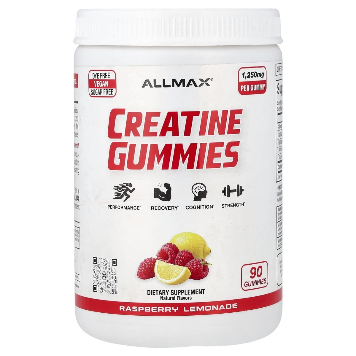 ALLMAX, Gomas de Creatina, Raspberry Lemonade, 1.250 mg, 90 Gomas