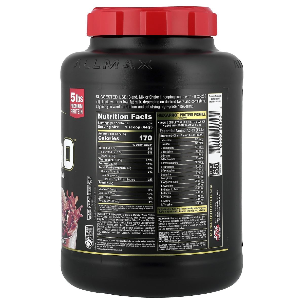 ALLMAX, Hexapro™, Alto Teor de Proteína, Chocolate, 2,27 kg (5 lb), foto 2