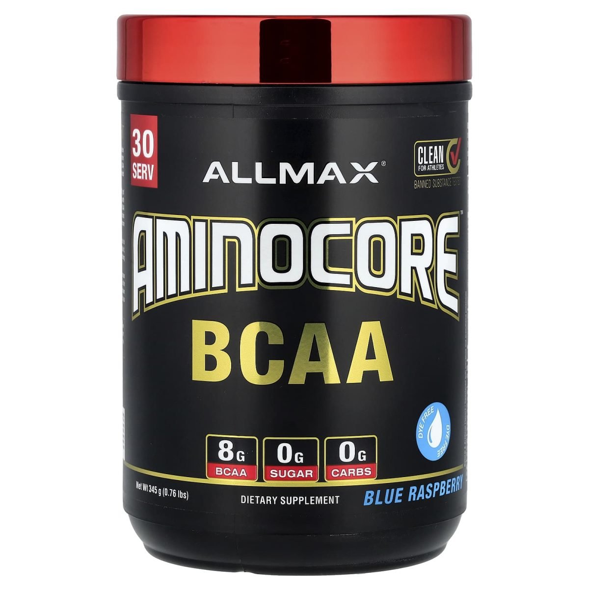 ALLMAX, AMINOCORE™ BCAA, Blue Raspberry, 0.76 lbs (345 g)