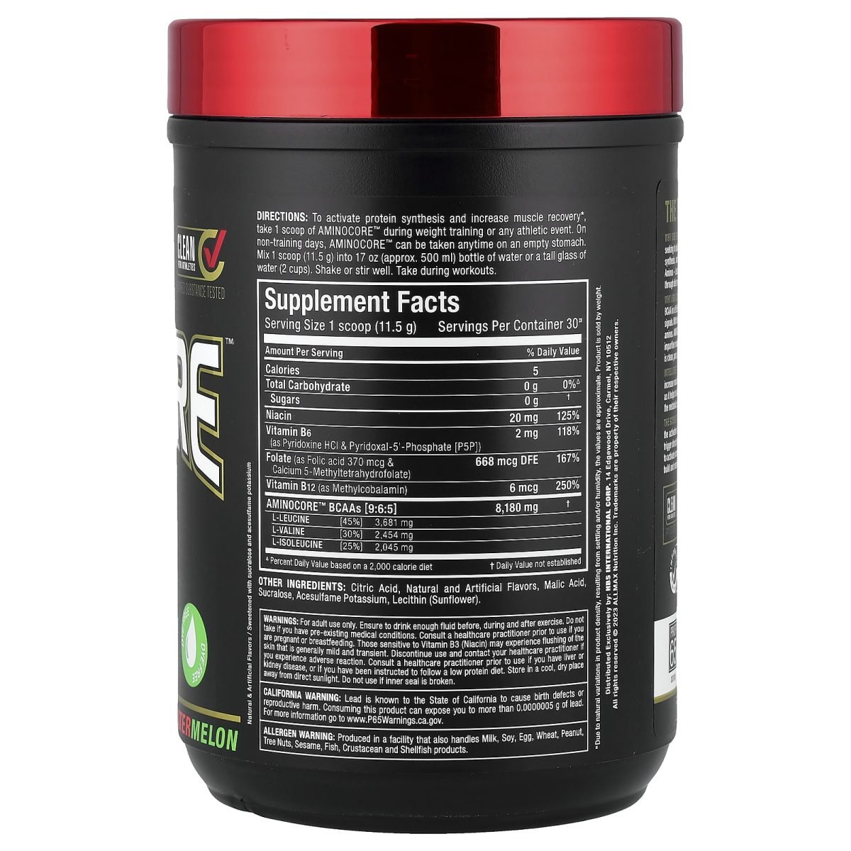 ALLMAX, AMINOCORE™ BCAA, Watermelon, 0.76 lbs (345 g), foto 2