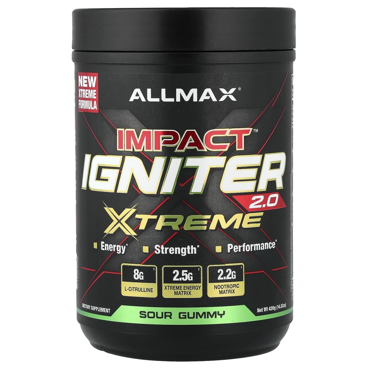 ALLMAX, Impact™ Igniter Xtreme 2.0, Sour Gummy, 14.82 oz (420 g)