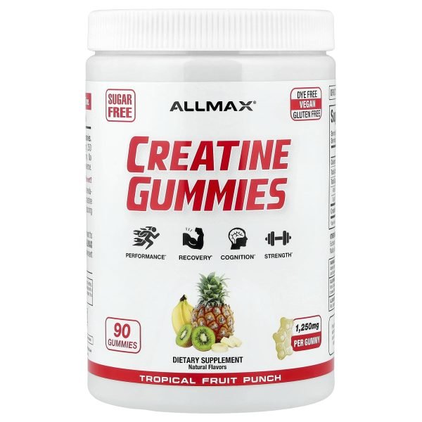 ALLMAX, Gomas de Creatina, Tropical Fruit Punch, 1.250 mg, 90 Gomas