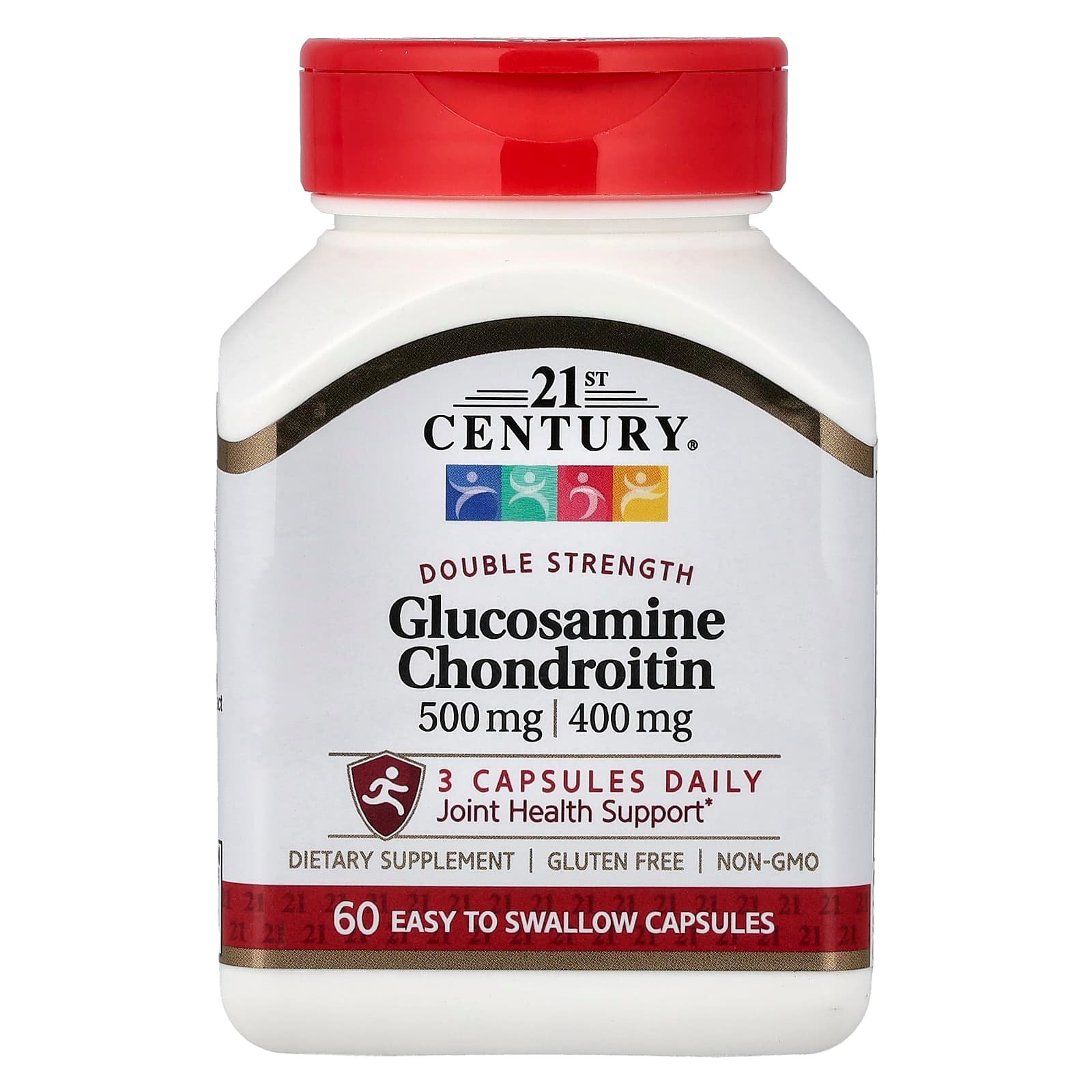 21st Century, Glicosamina e Condroitina, 500 mg/400 mg, 60 Cápsulas Fáceis de Engolir