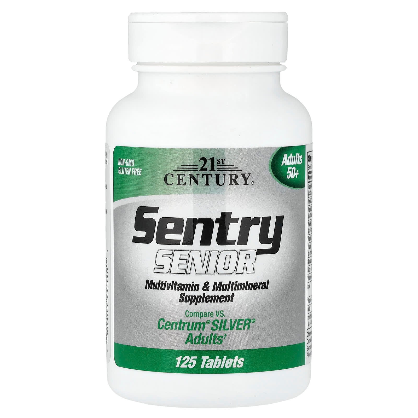 21st Century, Sentry Senior, Suplemento Multivitamínico e Multimineral, Adultos Acima de 50 Anos de Idade, 125 Comprimidos