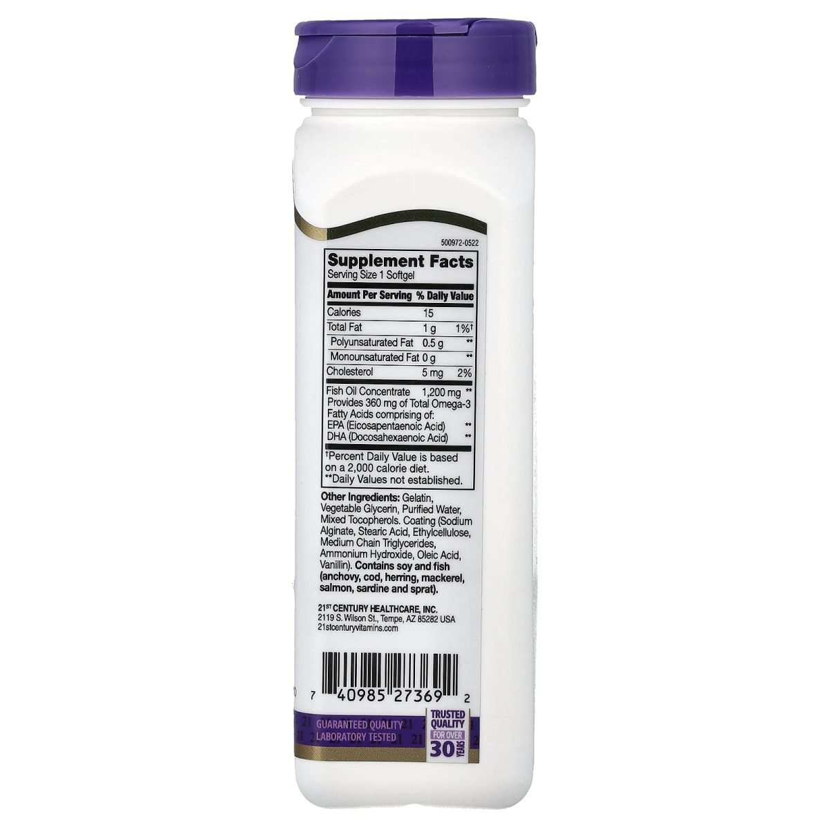 21st Century, Óleo de Peixe, 1.200 mg, 90 Cápsulas Softgel com Revestimento Entérico, foto 2