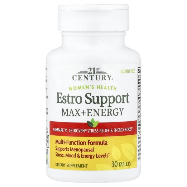 21st Century, Saúde Feminina, Estro Support Max + Energy, 30 Comprimidos