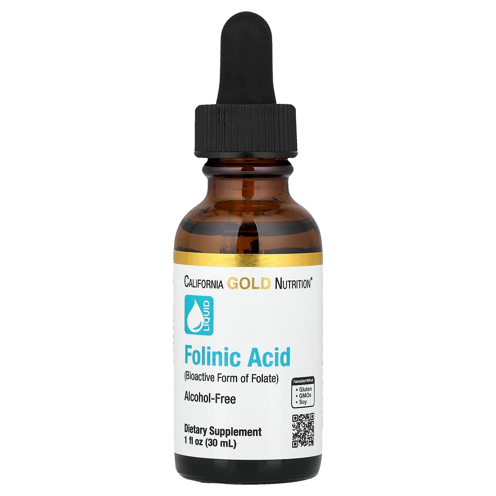 California Gold Nutrition, Ácido Folínico, Sem Álcool, 30 ml (1 fl oz)
