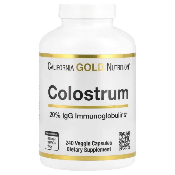 California Gold Nutrition, Colostro com 20% IgG e Imunoglobulinas, 240 Cápsulas Vegetais