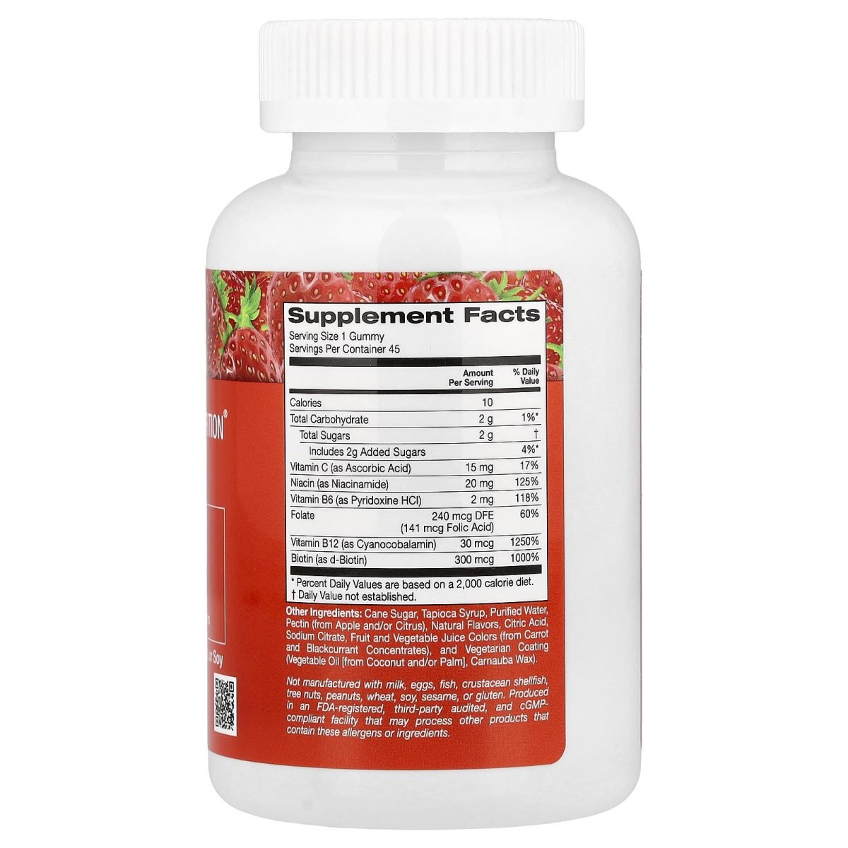 California Gold Nutrition, Gomas de Complexo B com Vitaminas B6 e B12, Folato e Biotina, Strawberry, 45 Gomas Vegetarianas, foto 2
