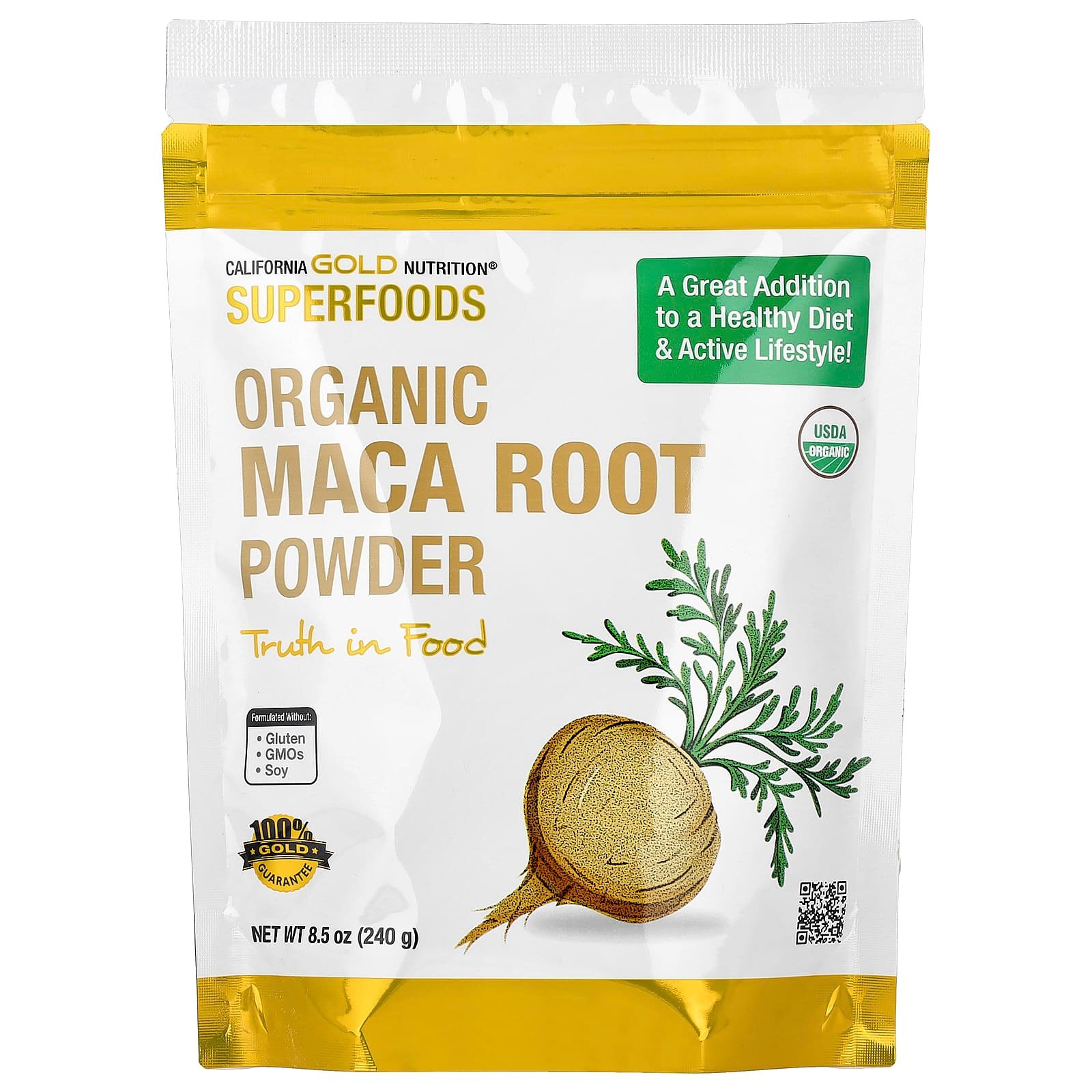 California Gold Nutrition, Superfoods, Pó da Raiz de Maca-peruana Orgânica Certificada, 240 g (8,5 oz)