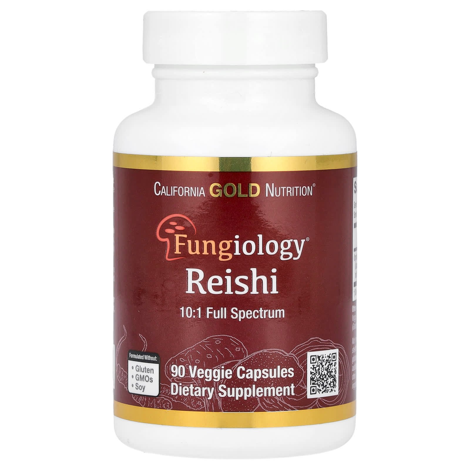 California Gold Nutrition, Reishi (Ganoderma lucidum), Espectro Completo, Orgânico Certificado, 90 Cápsulas Vegetais (600 mg por Cápsula Vegetal)