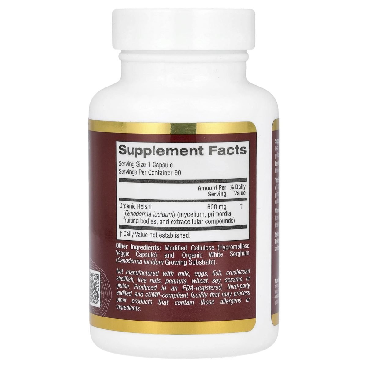 California Gold Nutrition, Reishi (Ganoderma lucidum), Espectro Completo, Orgânico Certificado, 90 Cápsulas Vegetais (600 mg por Cápsula Vegetal), foto 2