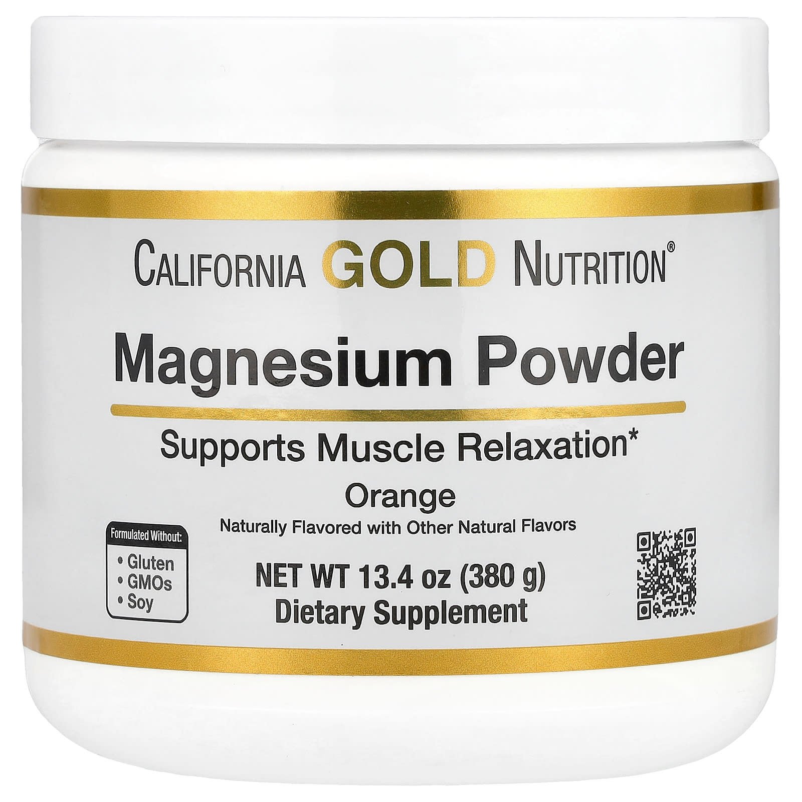 California Gold Nutrition, Bebida de Magnésio em Pó, Orange, 380 g (13,4 oz)