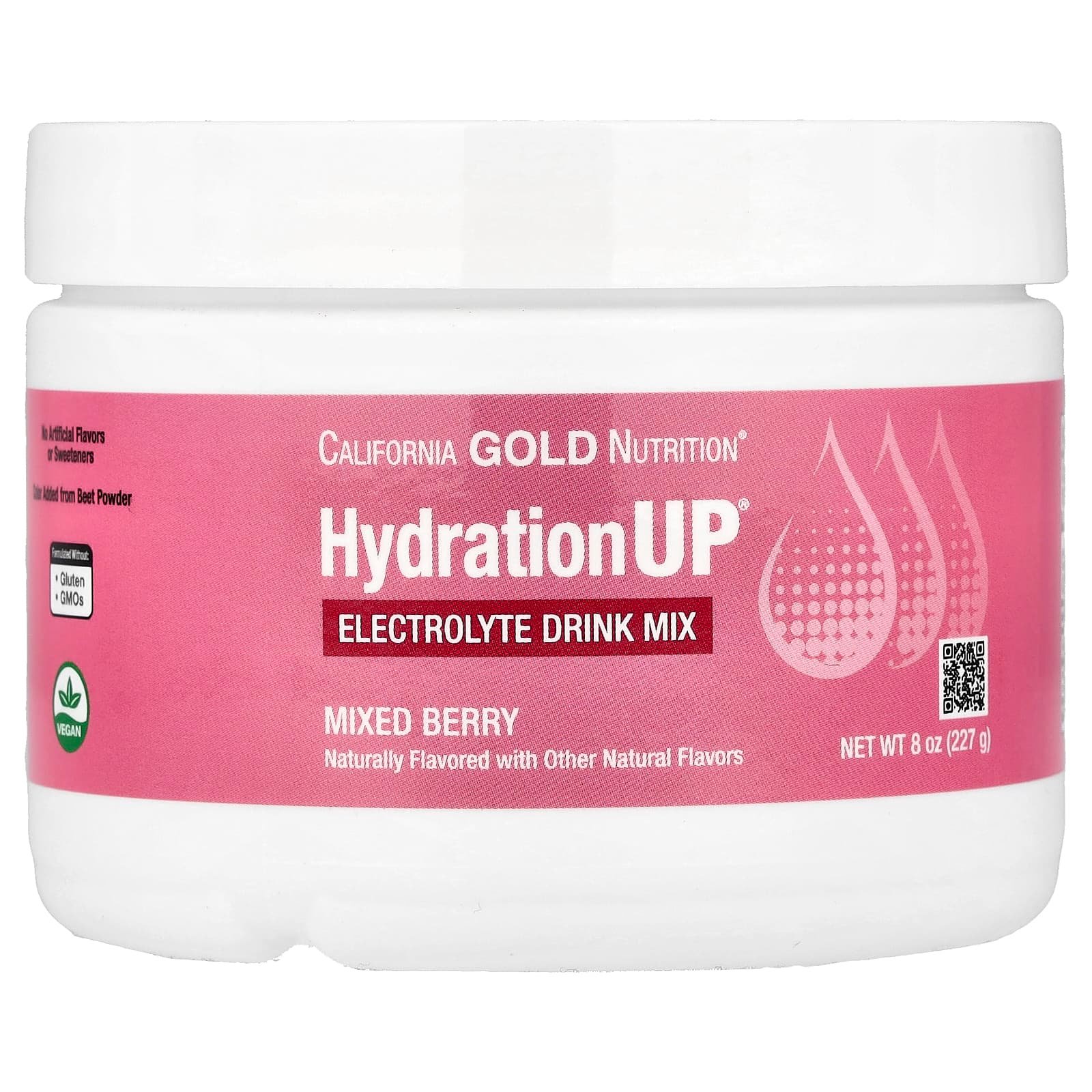 California Gold Nutrition, HydrationUP®, Mistura para Bebida de Eletrólitos com Cálcio, Potássio, Vitamina C e Vitamina E, Mixed Berry, 227 g (8 oz)