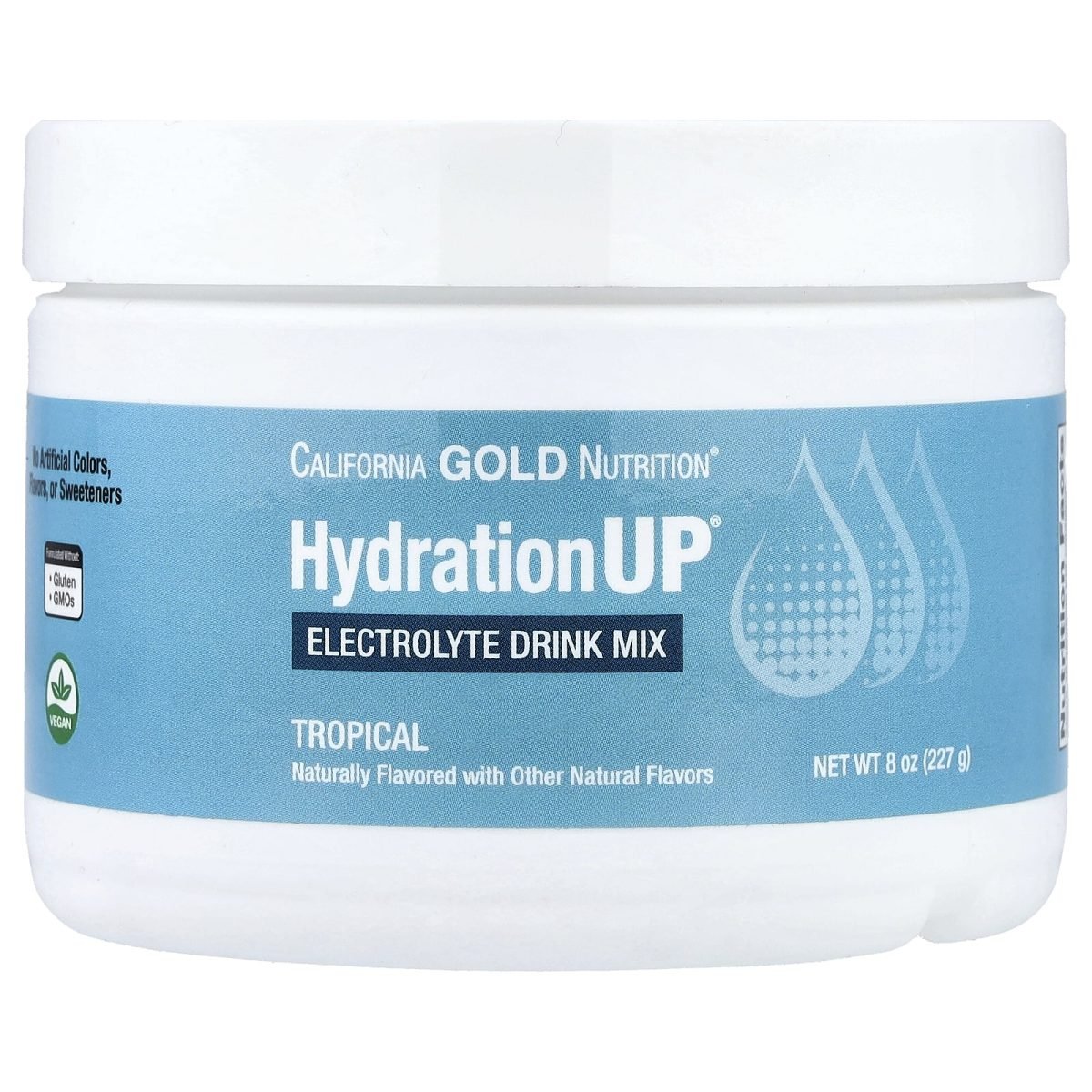 California Gold Nutrition, HydrationUP, Mistura para Bebida de Eletrólitos com Cálcio, Potássio, Vitamina C e Vitamina E, Tropical, 227 g (8 oz)