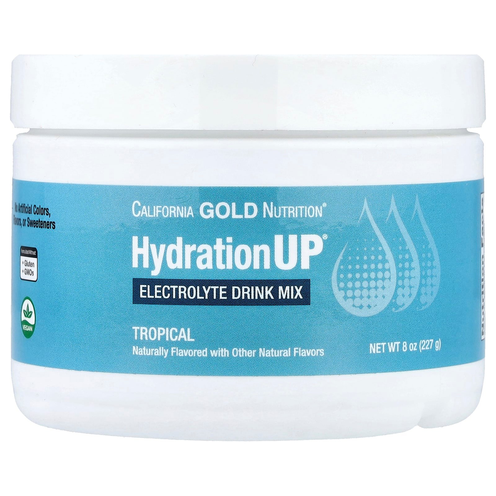 California Gold Nutrition, HydrationUP, Mistura para Bebida de Eletrólitos com Cálcio, Potássio, Vitamina C e Vitamina E, Tropical, 227 g (8 oz)