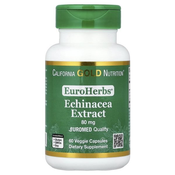 California Gold Nutrition, EuroHerbs™, Extrato de Echinacea, Qualidade Euromed, 80 mg, 60 Cápsulas Vegetais