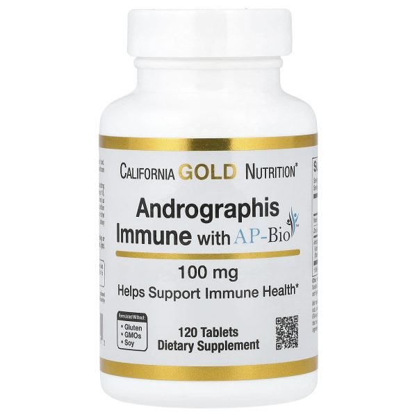 California Gold Nutrition, Andrographis Immune com AP-Bio, Extrato de Andrographis com Vitamina C e Zinco, 100 mg, 120 Comprimidos