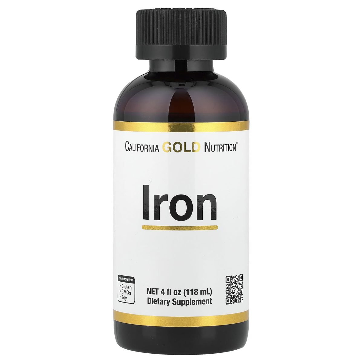 California Gold Nutrition, Ferro, como Bisglicinato Ferroso Quelato e Raiz de Doca Amarela, 118 ml (4 fl oz)