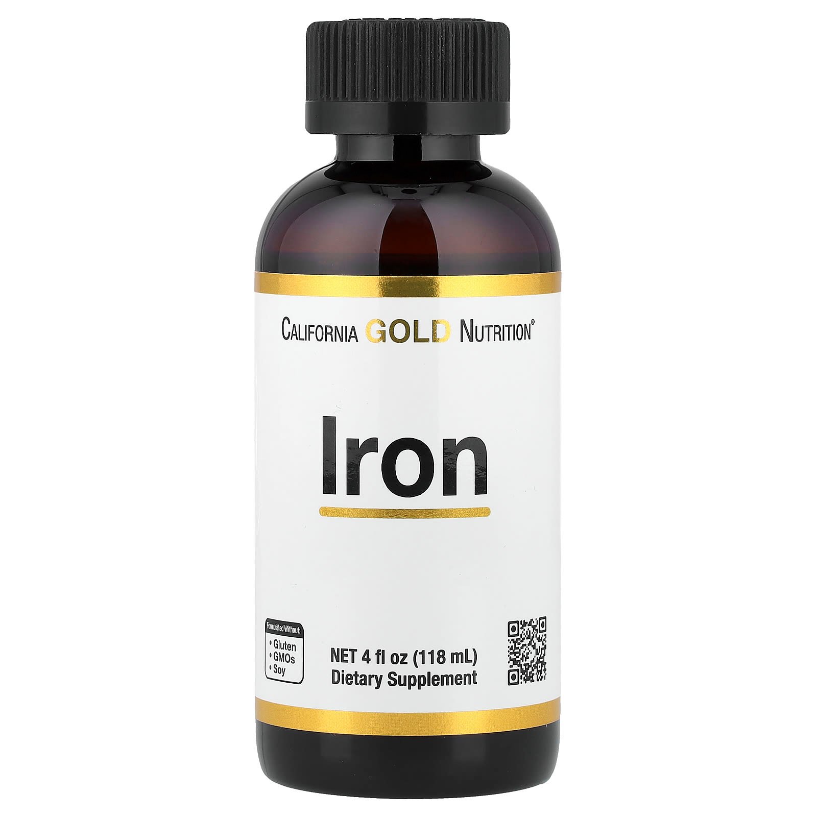 California Gold Nutrition, Ferro, como Bisglicinato Ferroso Quelato e Raiz de Doca Amarela, 118 ml (4 fl oz)