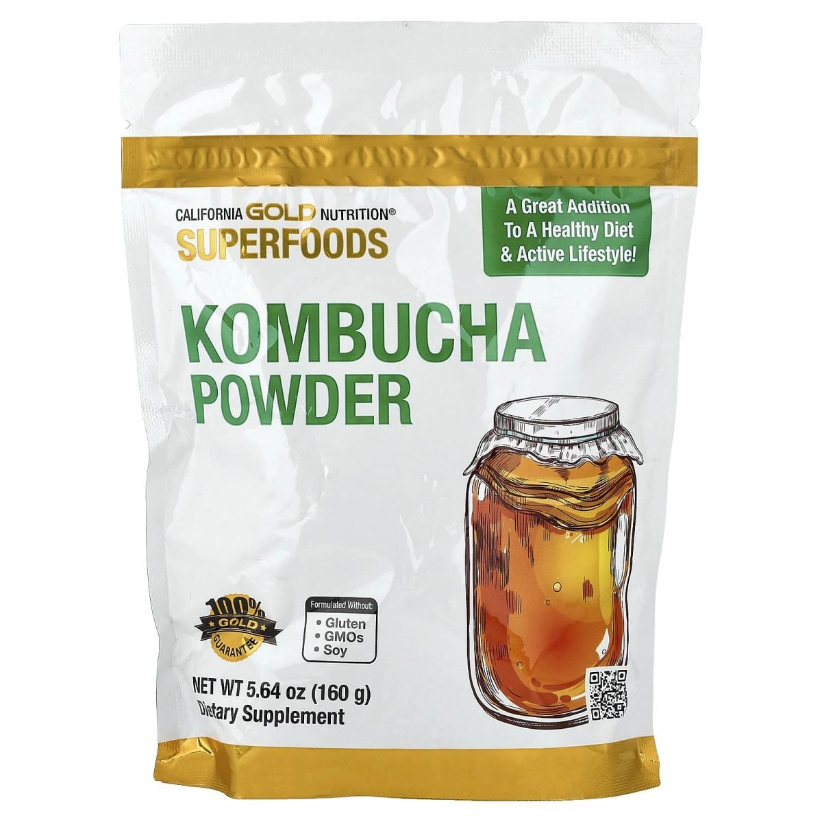 California Gold Nutrition, Superfoods, Kombucha em Pó, Unflavored, 160 g (5,64 oz)