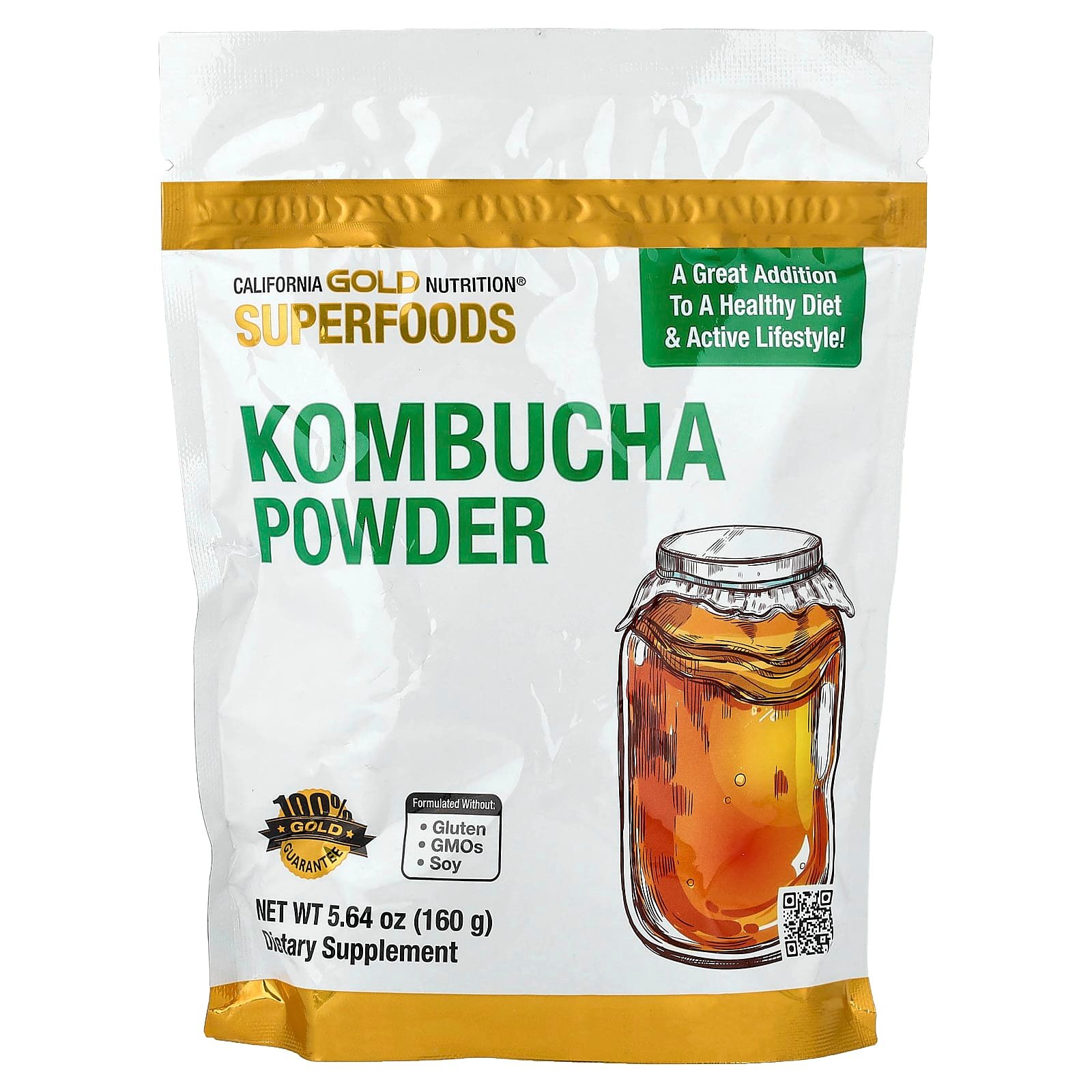 California Gold Nutrition, Superfoods, Kombucha em Pó, Unflavored, 160 g (5,64 oz)