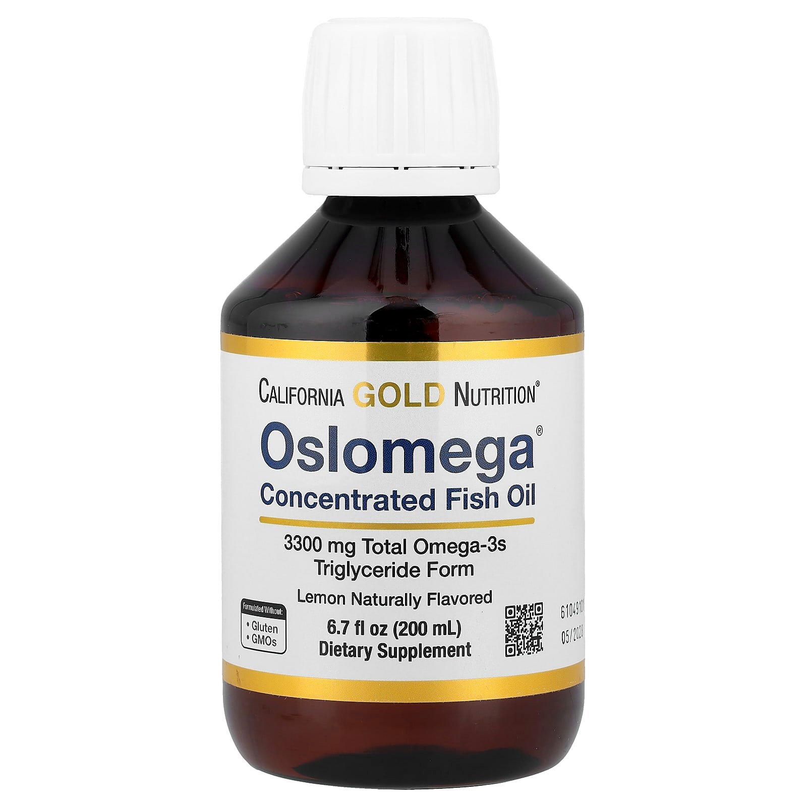 California Gold Nutrition, Ômega-3 de Óleo de Peixe Norueguês com Potência Extra da Oslomega®, Natural Lemon, 200 ml (6,7 fl oz)