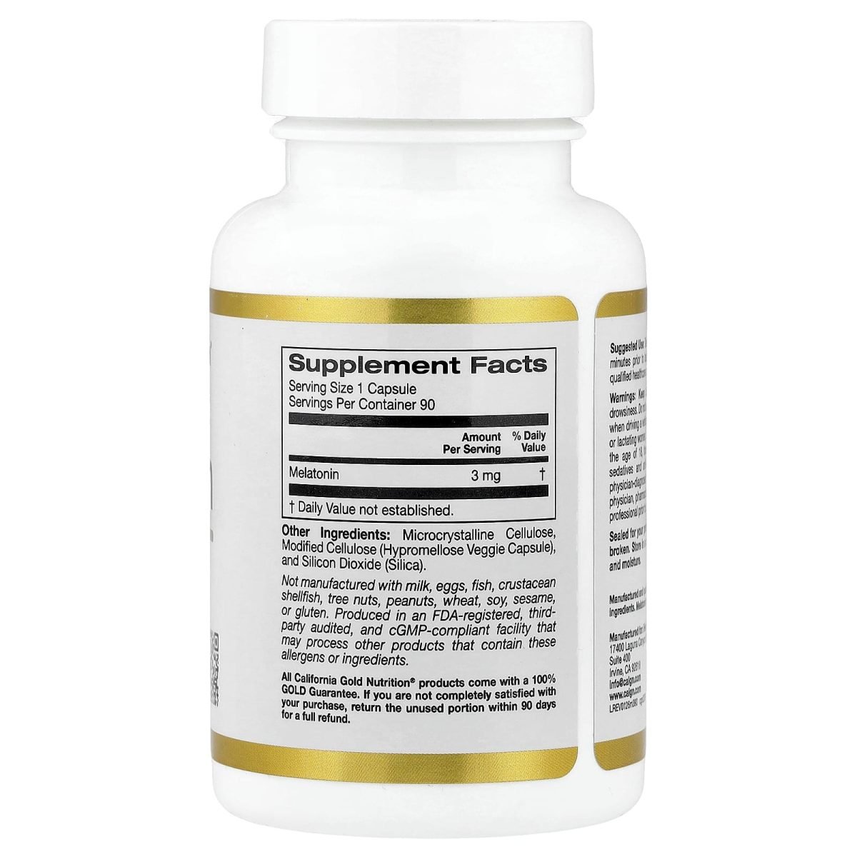 California Gold Nutrition, Melatonin, 3 mg, 90 Veggie Capsules, foto 2