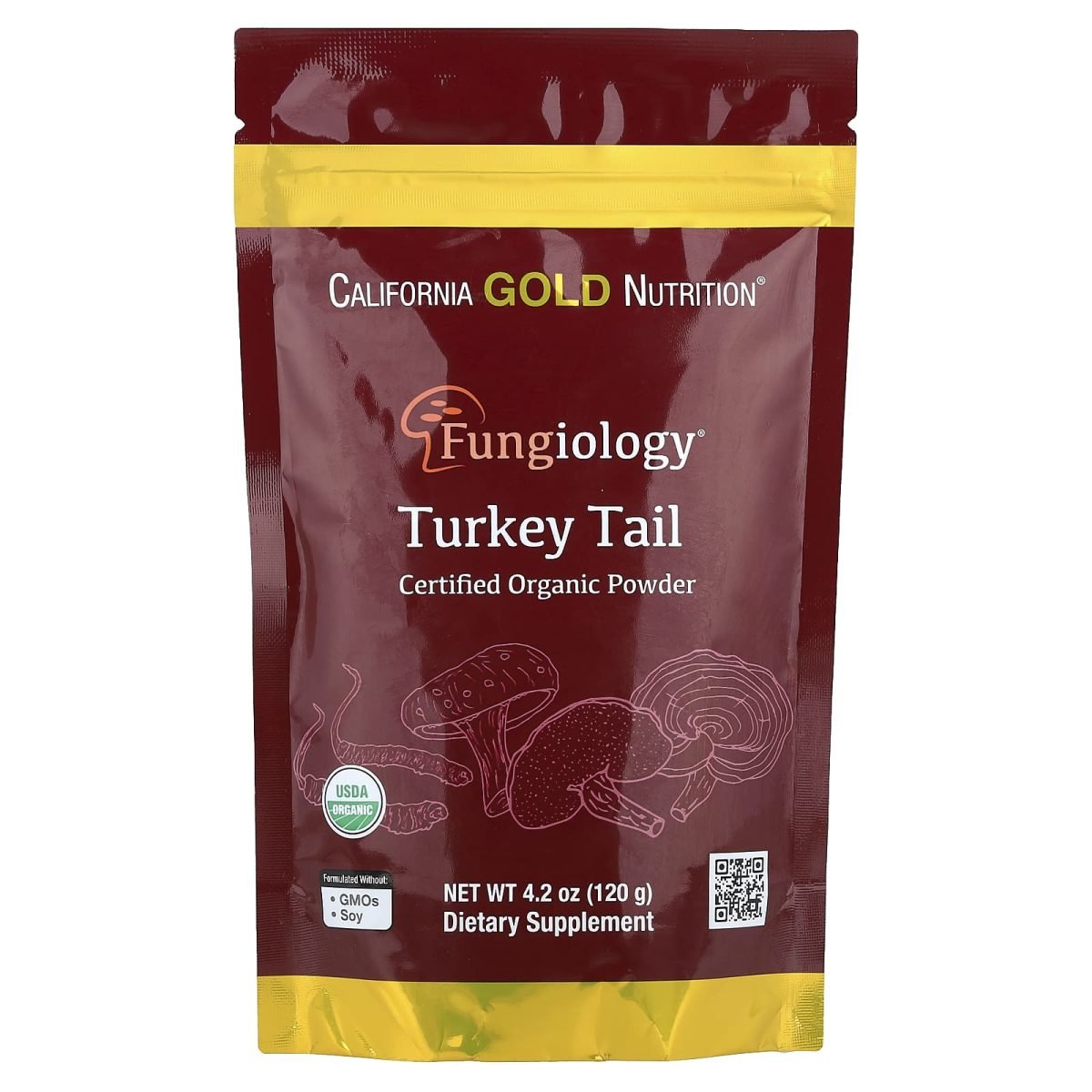California Gold Nutrition, Fungiology®, Cauda-de-peru Orgânico Certificado em Pó, 120 g (4,2 oz)