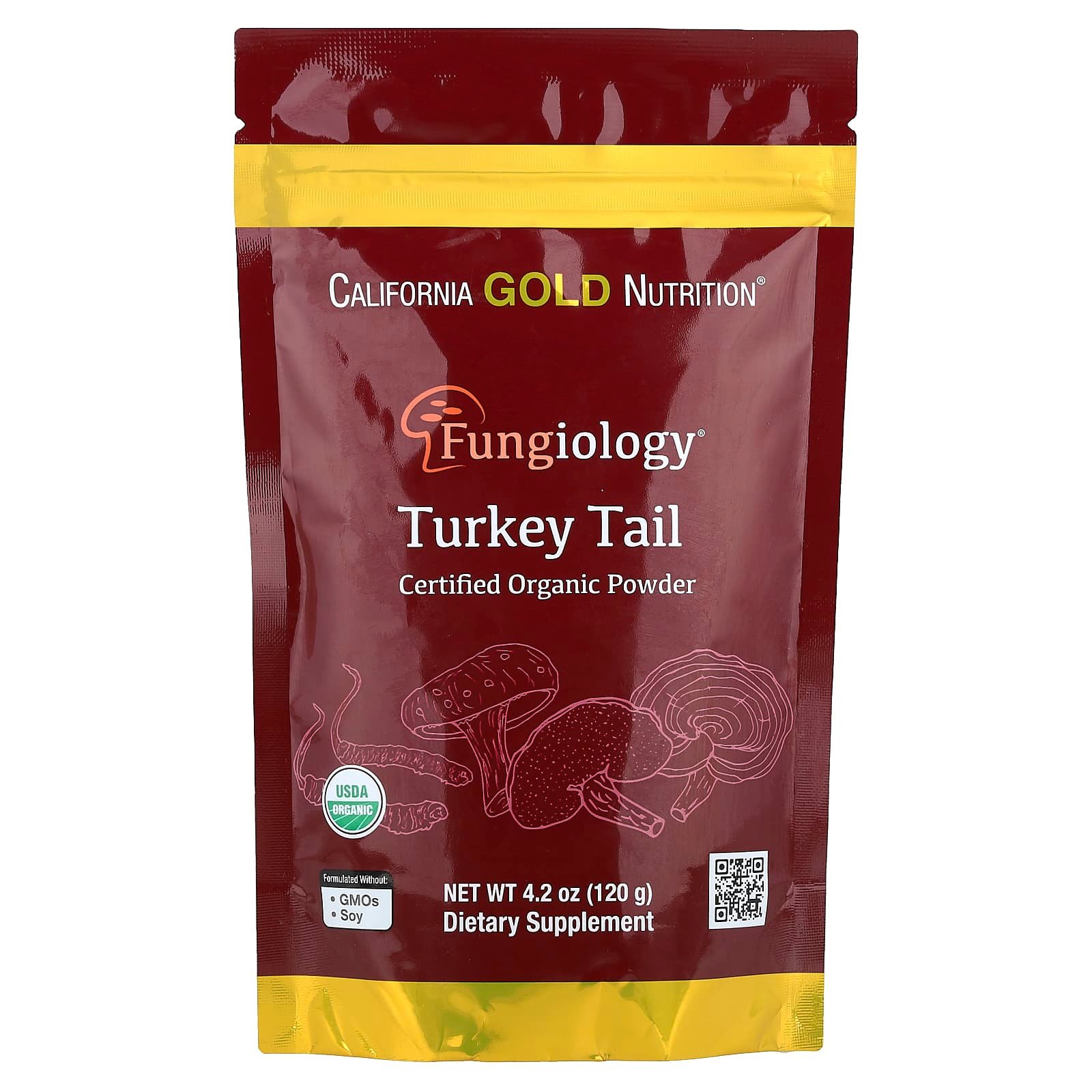 California Gold Nutrition, Fungiology®, Cauda-de-peru Orgânico Certificado em Pó, 120 g (4,2 oz)