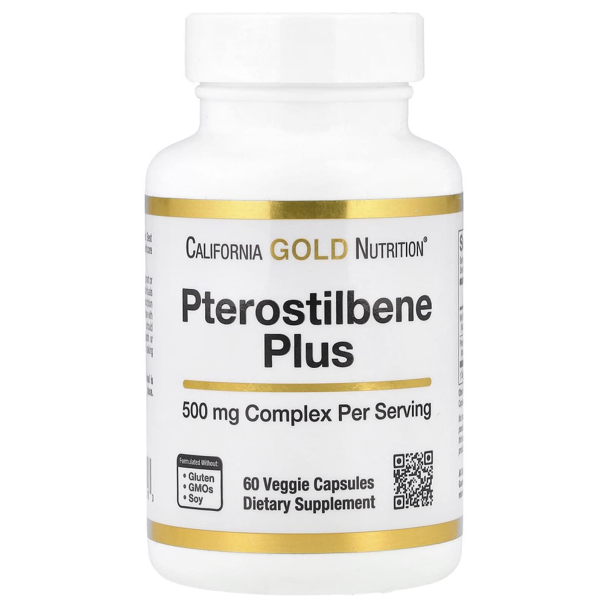 California Gold Nutrition, Pterostilbeno Plus com Mirtilo Selvagem em Pó, 60 Cápsulas Vegetais