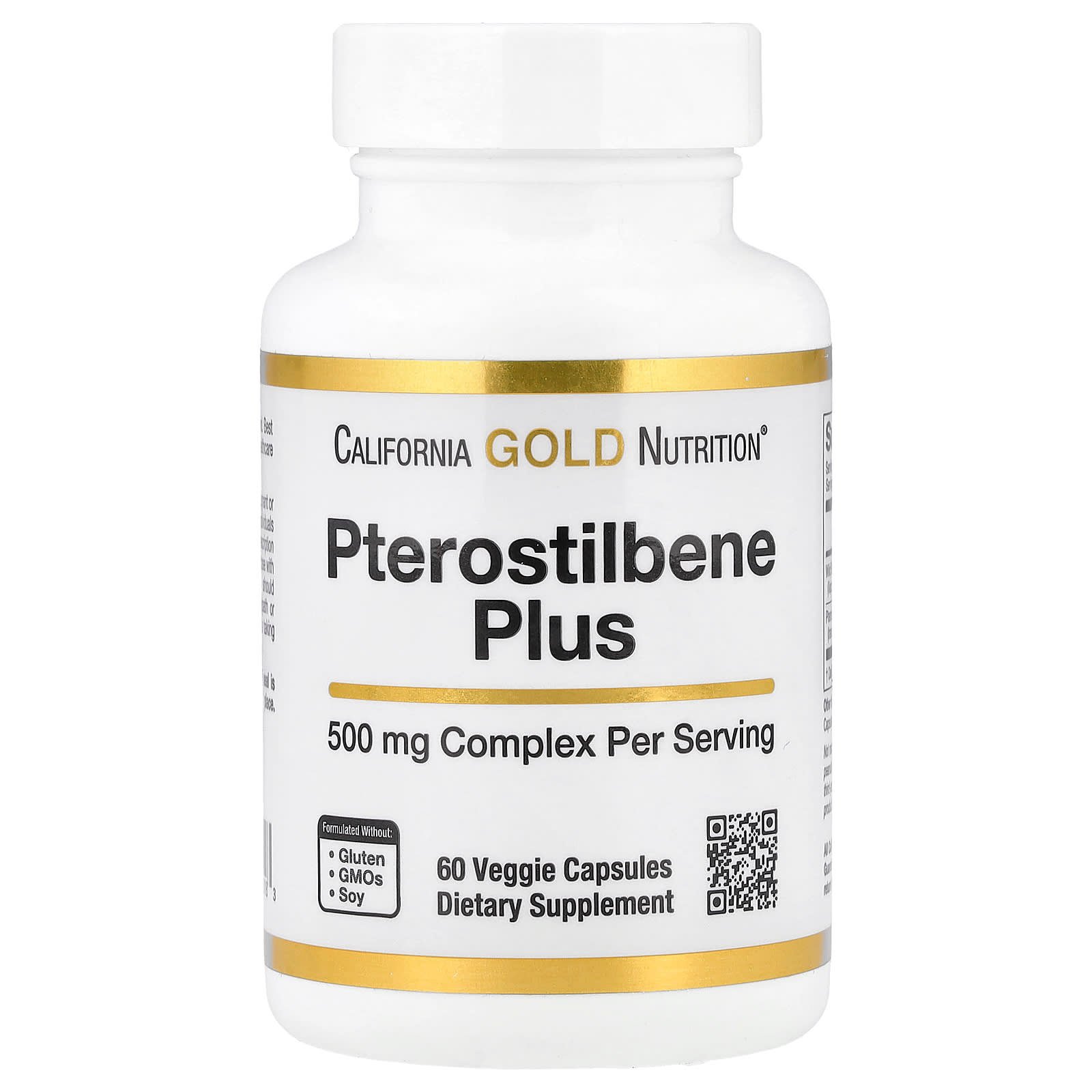 California Gold Nutrition, Pterostilbeno Plus com Mirtilo Selvagem em Pó, 60 Cápsulas Vegetais